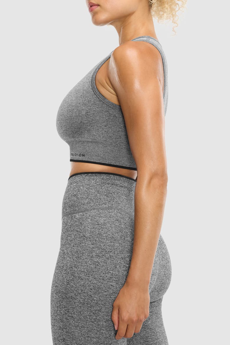 Seamless Melange High Neck Bra, Alternate, color, Black