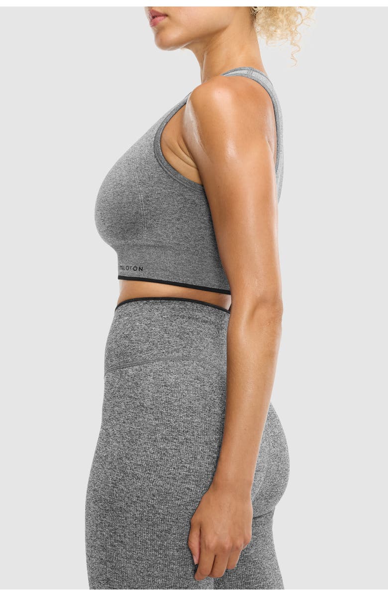 Peloton Seamless Melange High Neck Bra, Alternate, color, Black