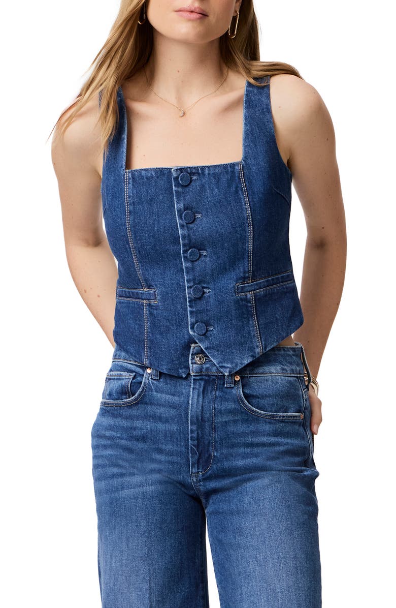 PAIGE Irene Button Front Denim Top, Main, color, Nadira