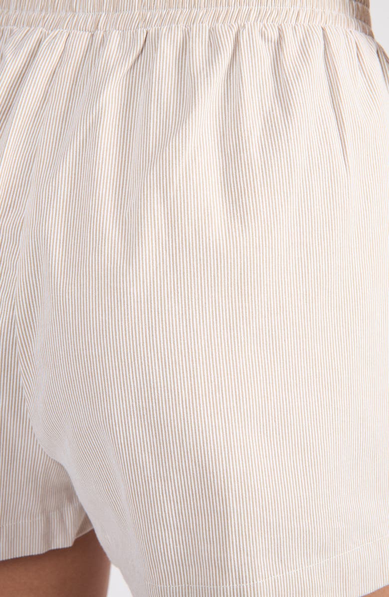 Viens Avec Moi Everyday Stripe Cotton Shorts, Alternate, color, Tan Stripe