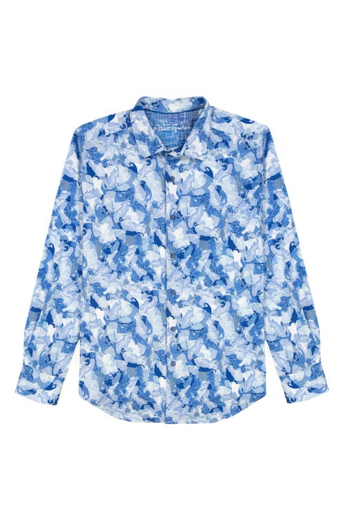 Robert Graham Baskerville Koi Print Stretch Cotton Button-up Shirt In Blue