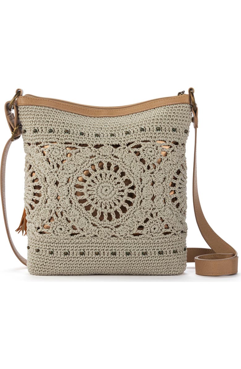 The Sak Lucia Crossbody Hand Crochet Bag, Alternate, color, Natural Grey Medallion
