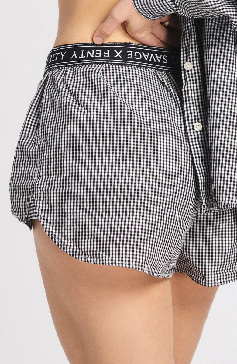 SAVAGE X FENTY Kickback Casuals Pajama Boxers, Alternate, color, Black Caviar Check Effect