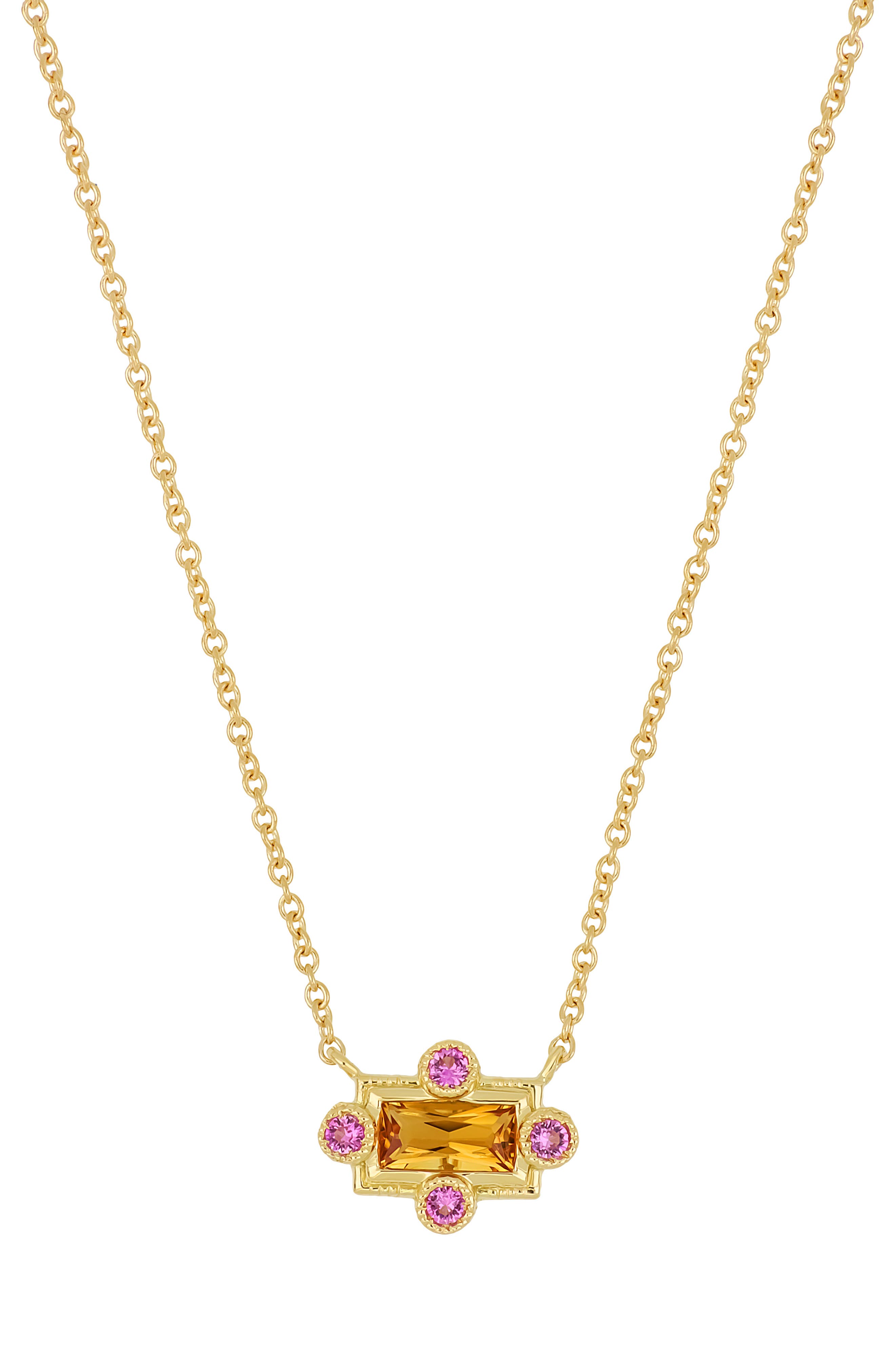 Bony Levy Iris Citrine & Pink Sapphire Pendant Necklace