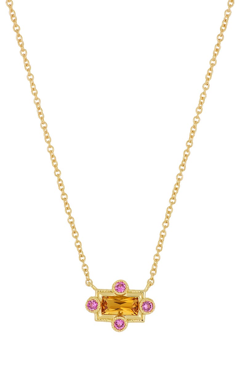 Bony Levy Iris Citrine & Pink Sapphire Pendant Necklace, Main, color, 18K Yellow Gold