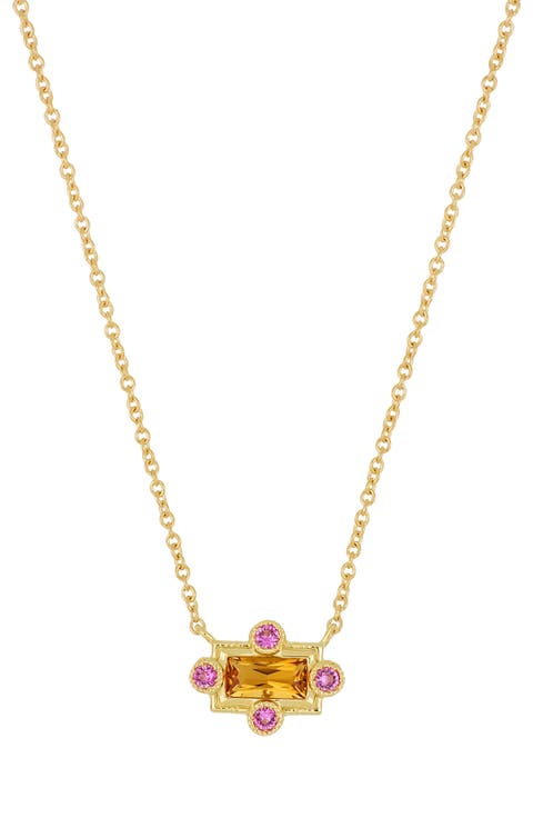 Iris Citrine & Pink Sapphire Pendant Necklace