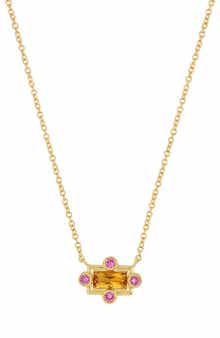 Bony Levy Iris Citrine & Pink Sapphire Pendant Necklace