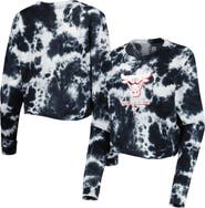 New Era Women's New Era Black Chicago Bulls Tie Dye Cropped Long Sleeve T-Shirt