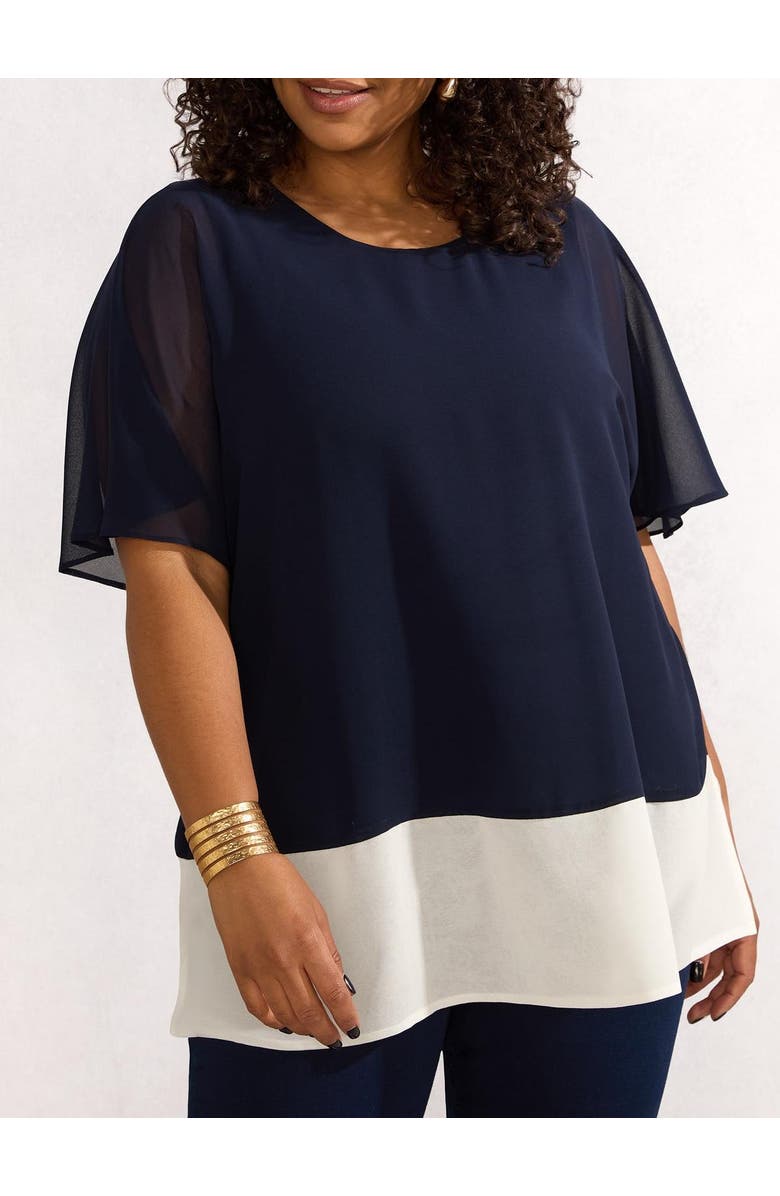 Live Unlimited Colour Block Overlay T-Shirt, Alternate, color, Navy