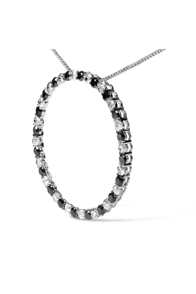 Silver 2.0 Cttw Diamond Open Hoop Circle Pendant Necklace, Alternate, color, White