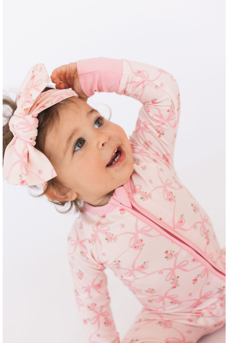 Rosie Bow Zipper Romper, Alternate, color, Blush Pink