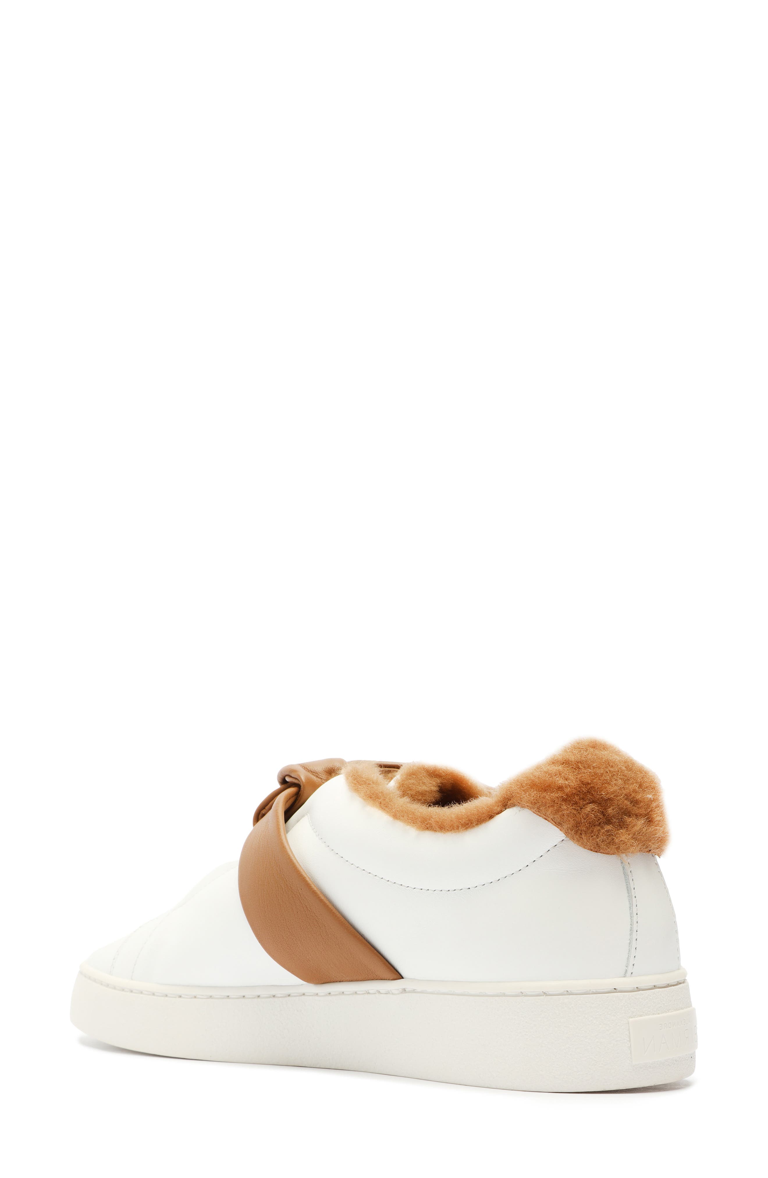 Clarita Bow Slip-On Sneaker, Alternate, color, WHITE/ COGNAC