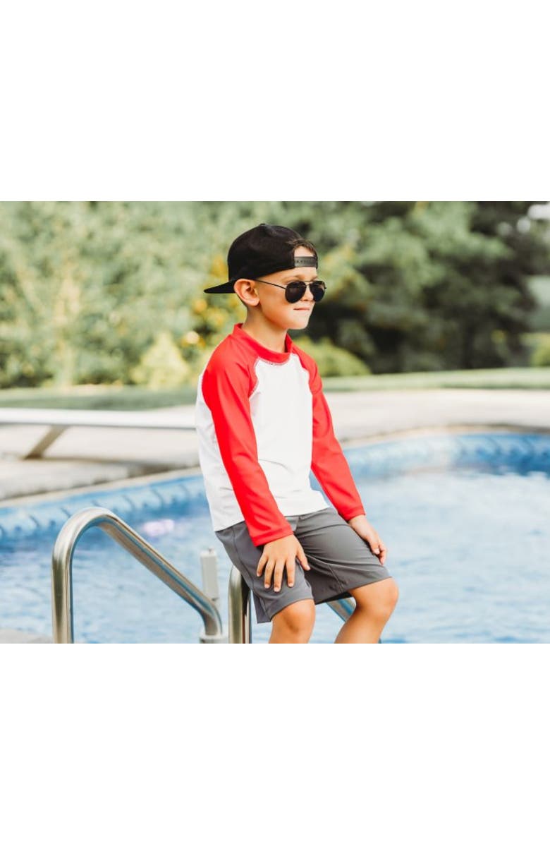 CITY THREADS Boys UPF 50+ Long Sleeve Rashguard, Alternate, color, White/Navy