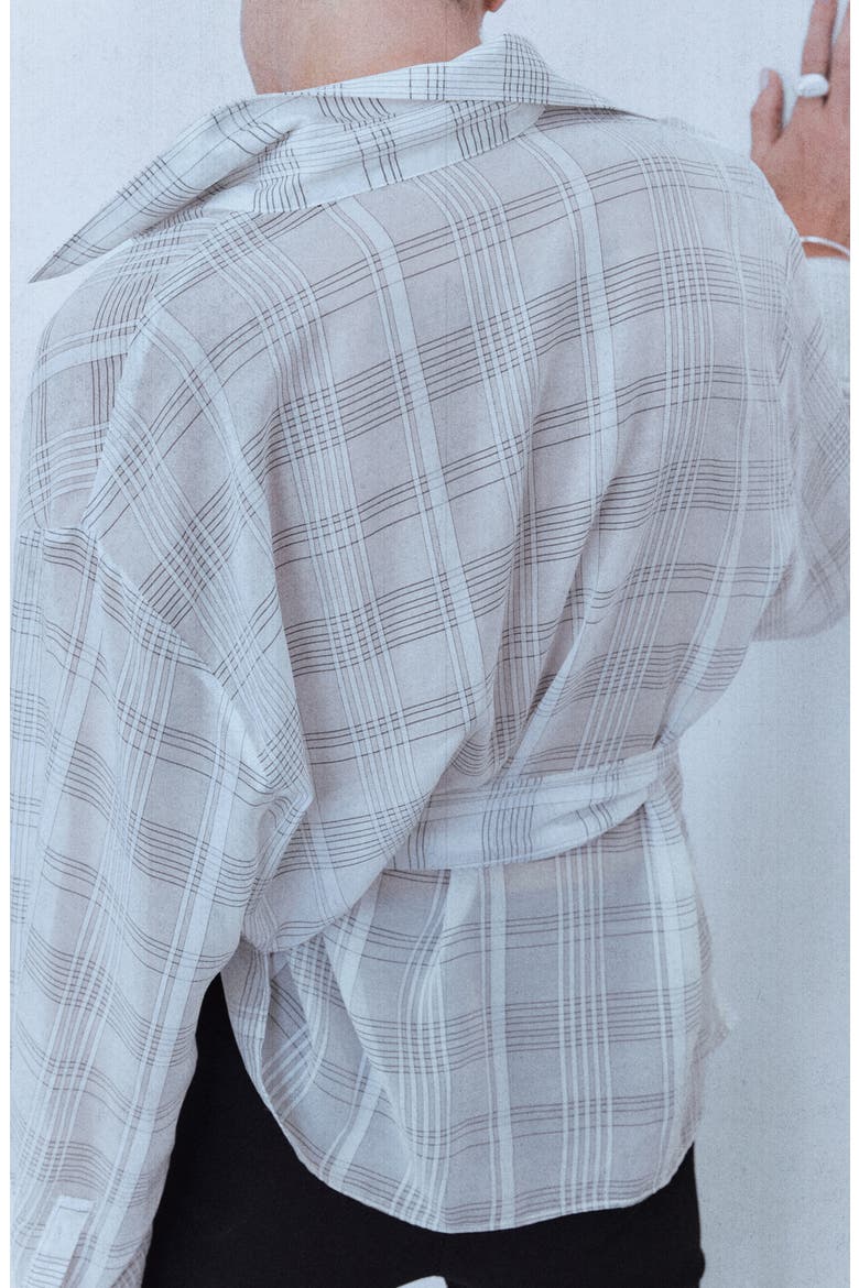 Check Oversize Tie Side Top, Alternate, color, ECRU