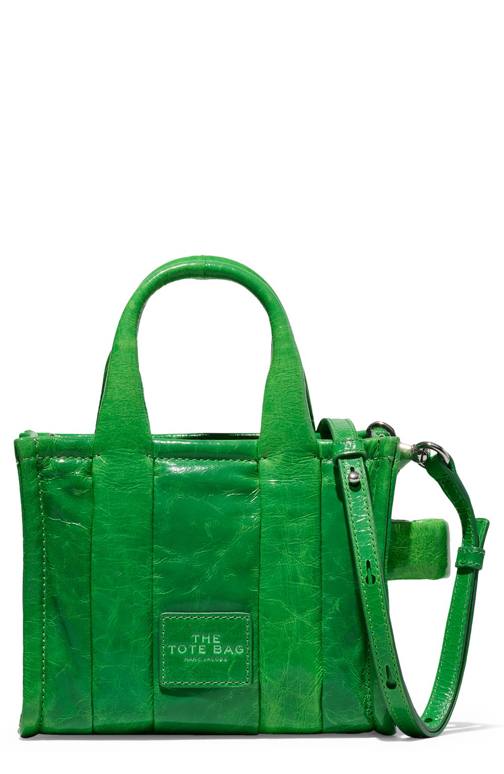 The Shiny Crinkle Crossbody Tote Bag, color, FERN GREEN