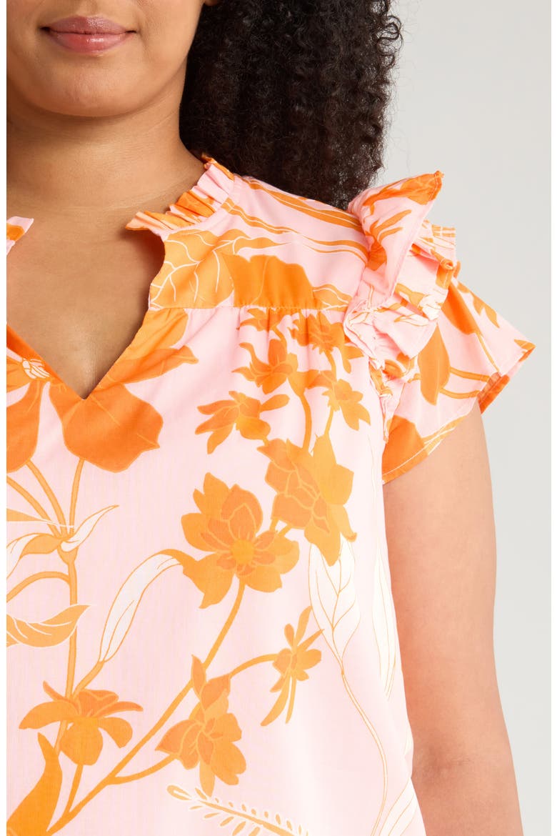 Lenira Floral Print Top, Alternate, color, PINK/ ORANGE