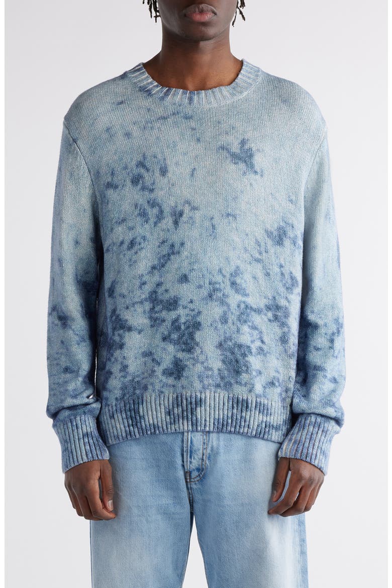Acid Wash Cotton Sweater, Main, color, NAVY/ PALE BLUE