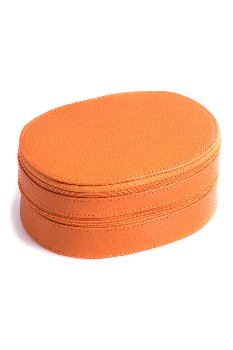 Leather Travel Jewelry Case, Main, color, ORANGE