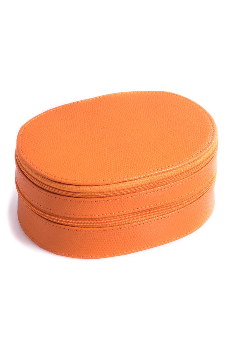 Bey-Berk Leather Travel Jewelry Case, Main, color, Orange