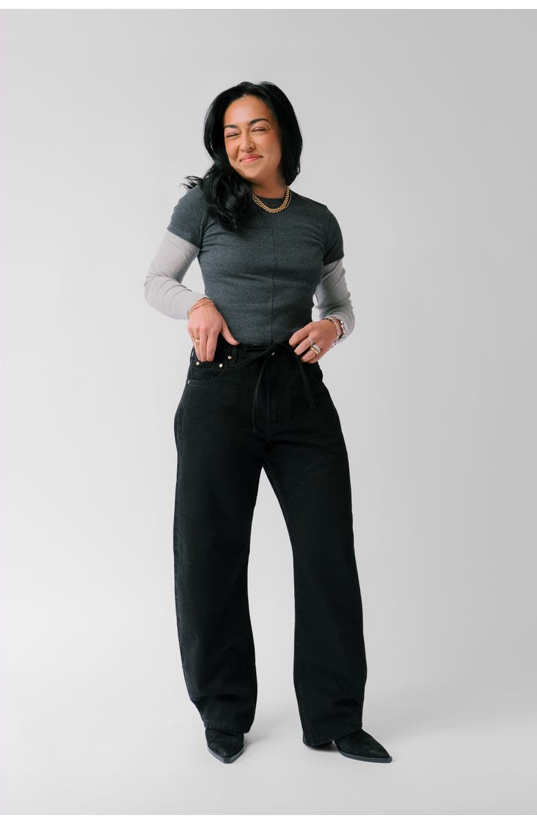 Nelle Atelier The Georgie Petite Drawstring Baggy Jean, Main, color, Onyx