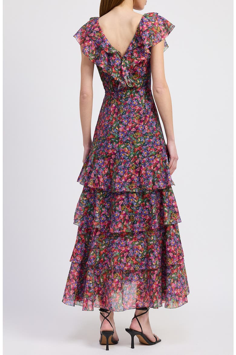 Naomi Ruffle Maxi Dress, Alternate, color, PURPLE MULTI