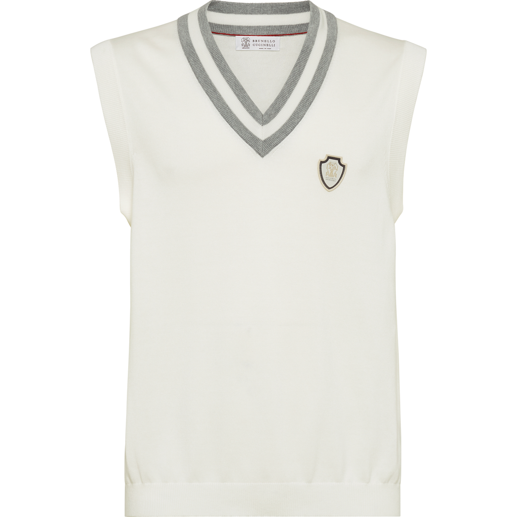 Brunello Cucinelli Cotton Sweater Vest In Yellow
