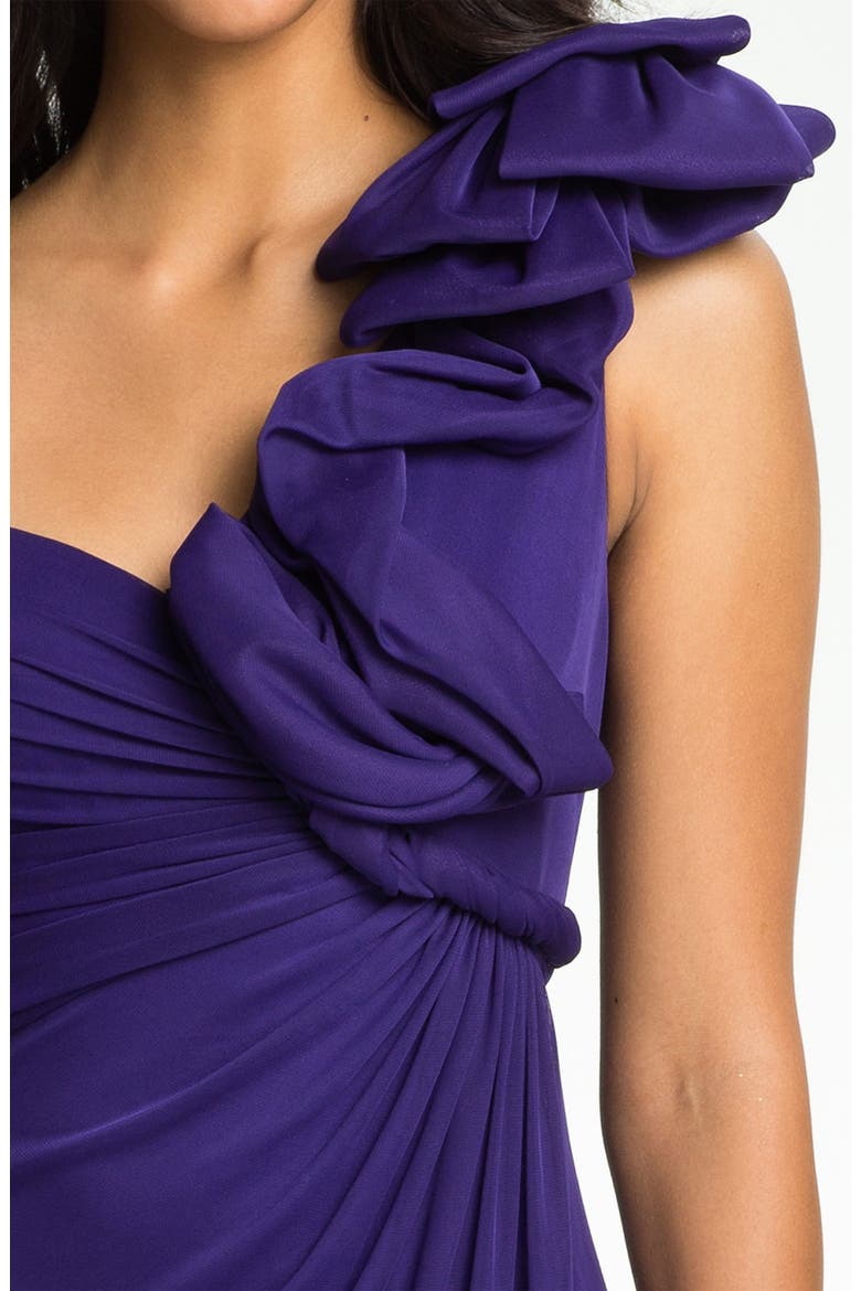 Origami Pleat One Shoulder Mesh Gown, Alternate, color, AMETHYST