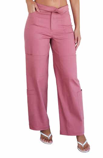 Mistress Rocks Floral Cutout Lace-Up Straight Leg Pants Mistress Rocks Floral Cutout Lace-Up Straight Leg Pants