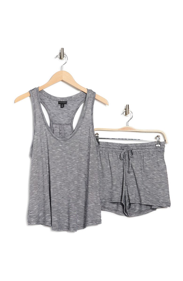 Tahari Stripe Racerback Tank & Shorts 2-Piece Pajama Set, Alternate, color, 