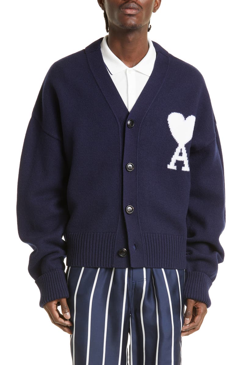 AMI PARIS AMI Alexandre Mattiussi Ami De Coeur Wool Cardigan, Main, color,