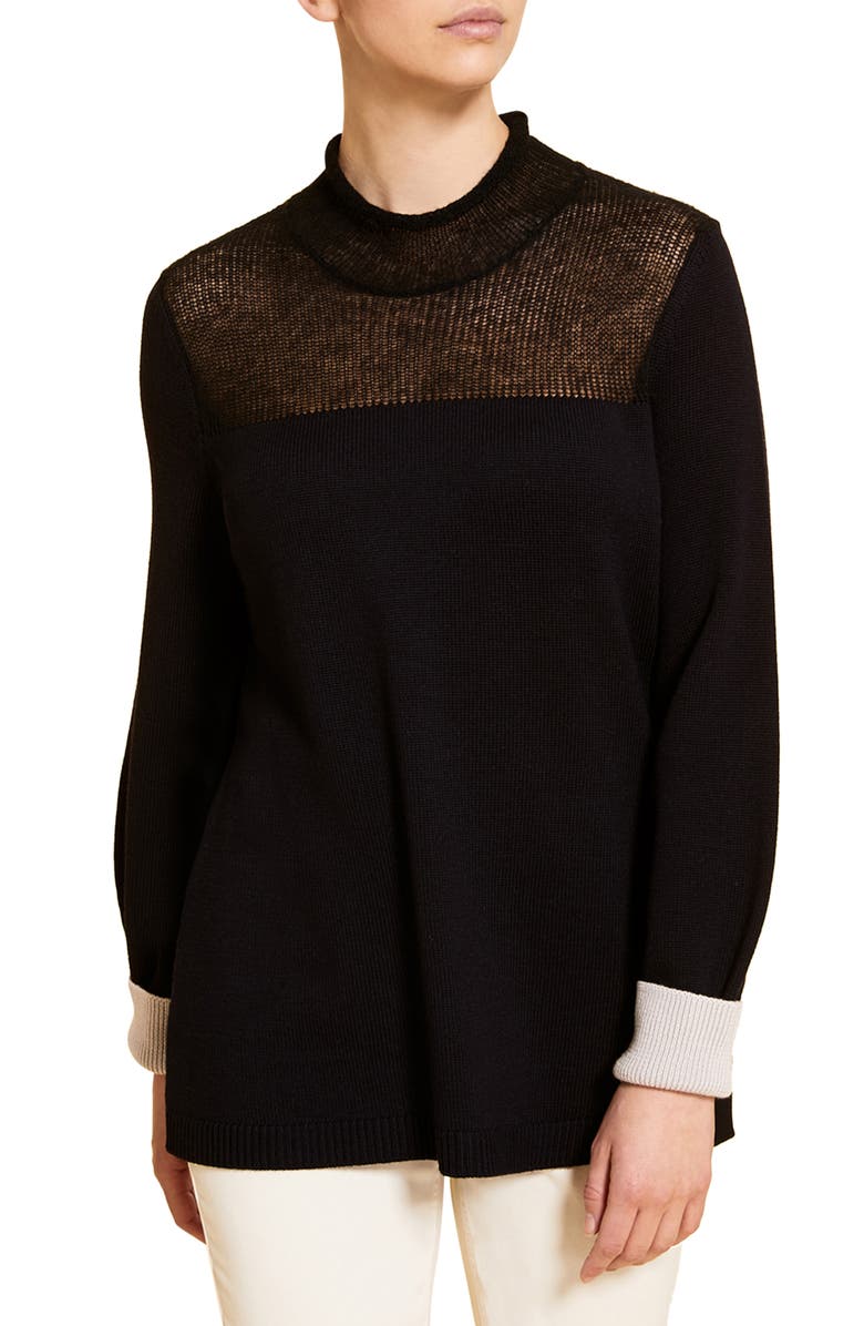Marina Rinaldi Asia Two Tone Virgin Wool Sweater, Main, color, 
