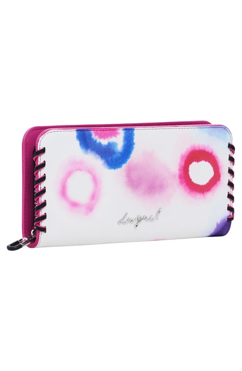 Desigual Long Faux Leather Wallet, Alternate, color, Fuchsia