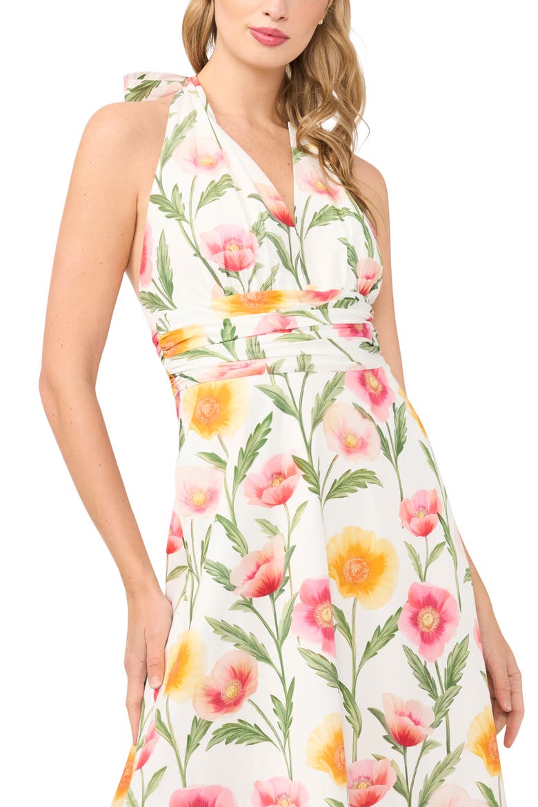 Nicky Floral Halter Neck Cotton Dress, Alternate, color, ULTRA WHITE