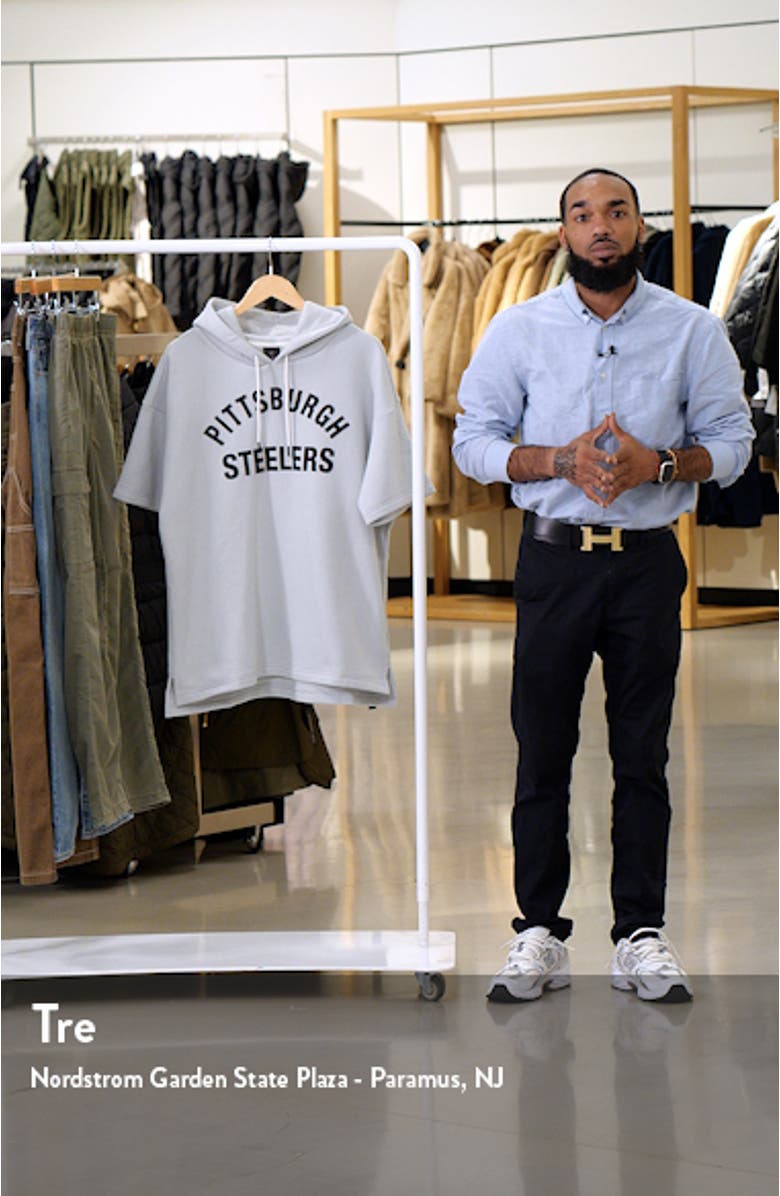 Unisex Fanatics Signature Gray Pittsburgh Steelers Elements Super Soft Fleece Short Sleeve Pullover Hoodie, sales video thumbnail