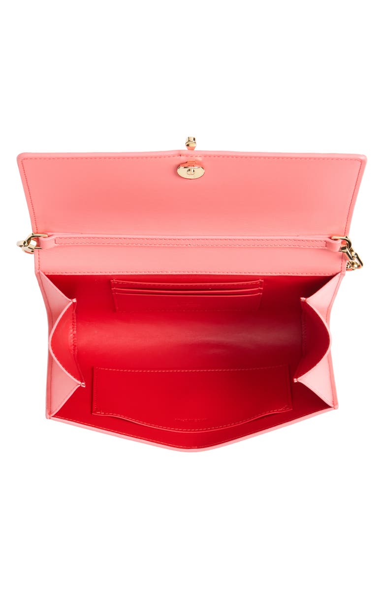 Christian Louboutin Bettina Leather Wallet on a Chain, Alternate, color, 9147 Grapefruit/ Gold