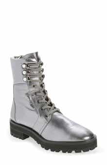 Pearly Lace-Up Lug Sole Bootie