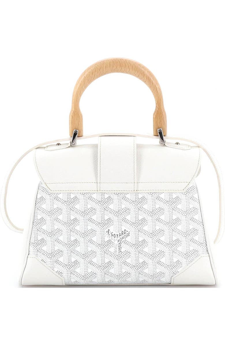 Pre-Owned Goyard Saigon Top Handle Bag Coated Canvas with Leather Mini, Alternate, color, White