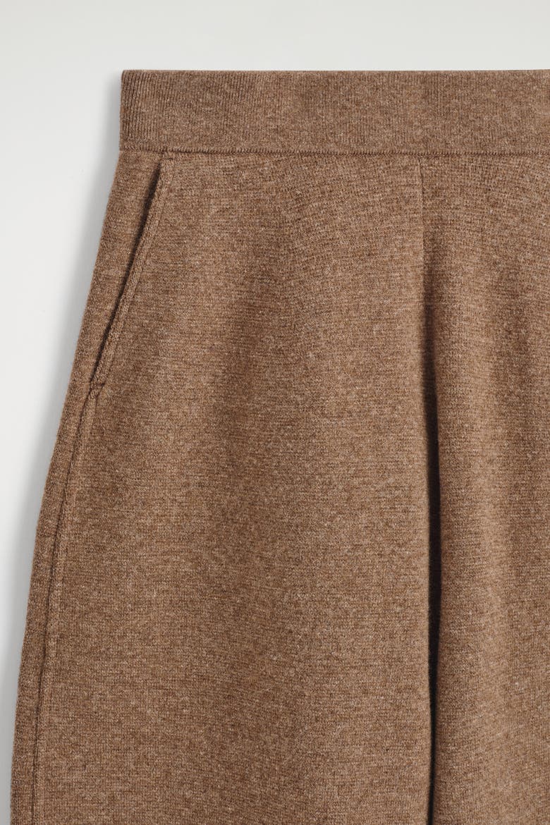 Merino Wool Barrel-Leg Pants, Alternate, color, BROWN MÉLANGE