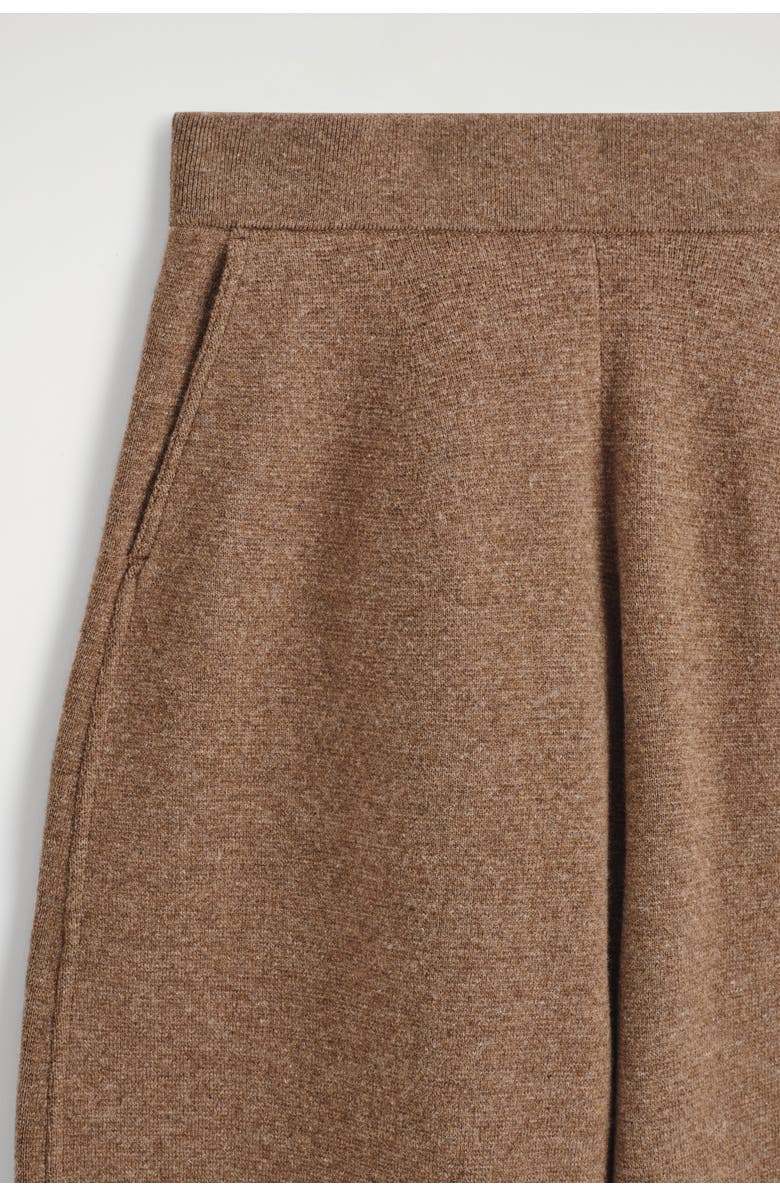 COS Merino Wool Barrel-Leg Pants, Alternate, color, Brown Mélange