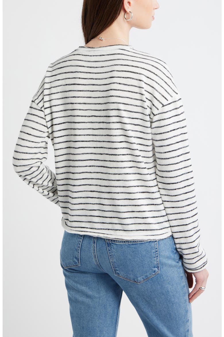 Boxy Stripe Long Sleeve Roll Neck T-Shirt, Alternate, color, IVORY- BLACK CARDY STRIPE
