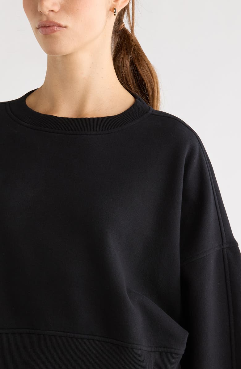 Zella Cloud Fleece Relaxed Sweatshirt, Alternate, color, Black