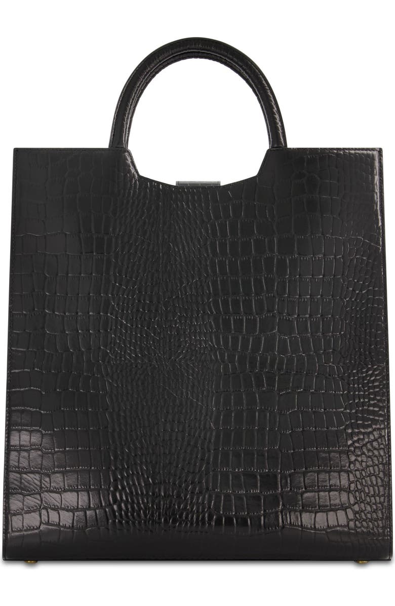 Mac Duggal Crocodile Leather Buckle Detail Maxi Tote Bag, Alternate, color,