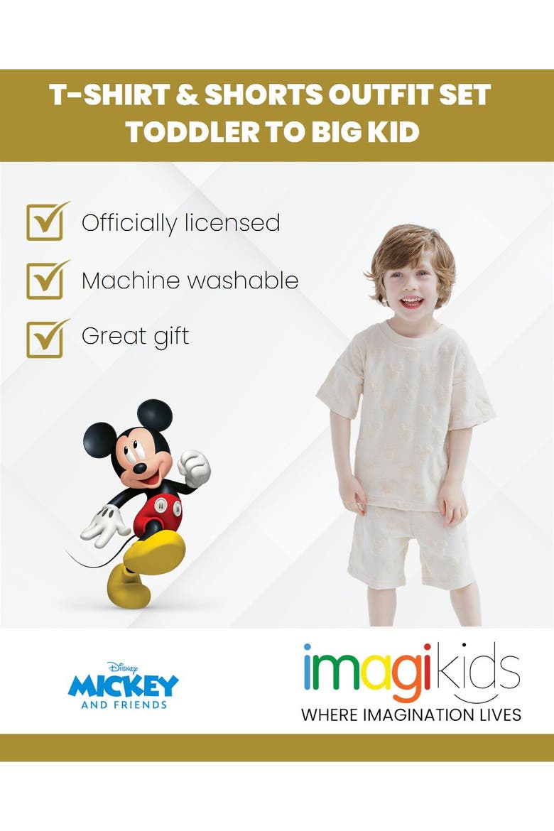 Lion King Simba Boys' Loop Terry 2-Piece T-Shirt and Shorts Set, Alternate, color, Mickey Mouse Birch