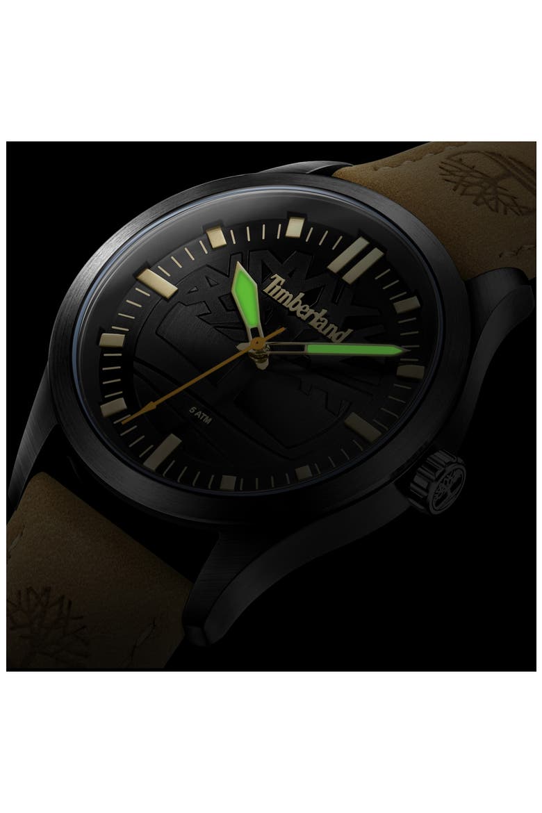 Rambush Leather Strap Watch, 42mm, Alternate, color, TAN