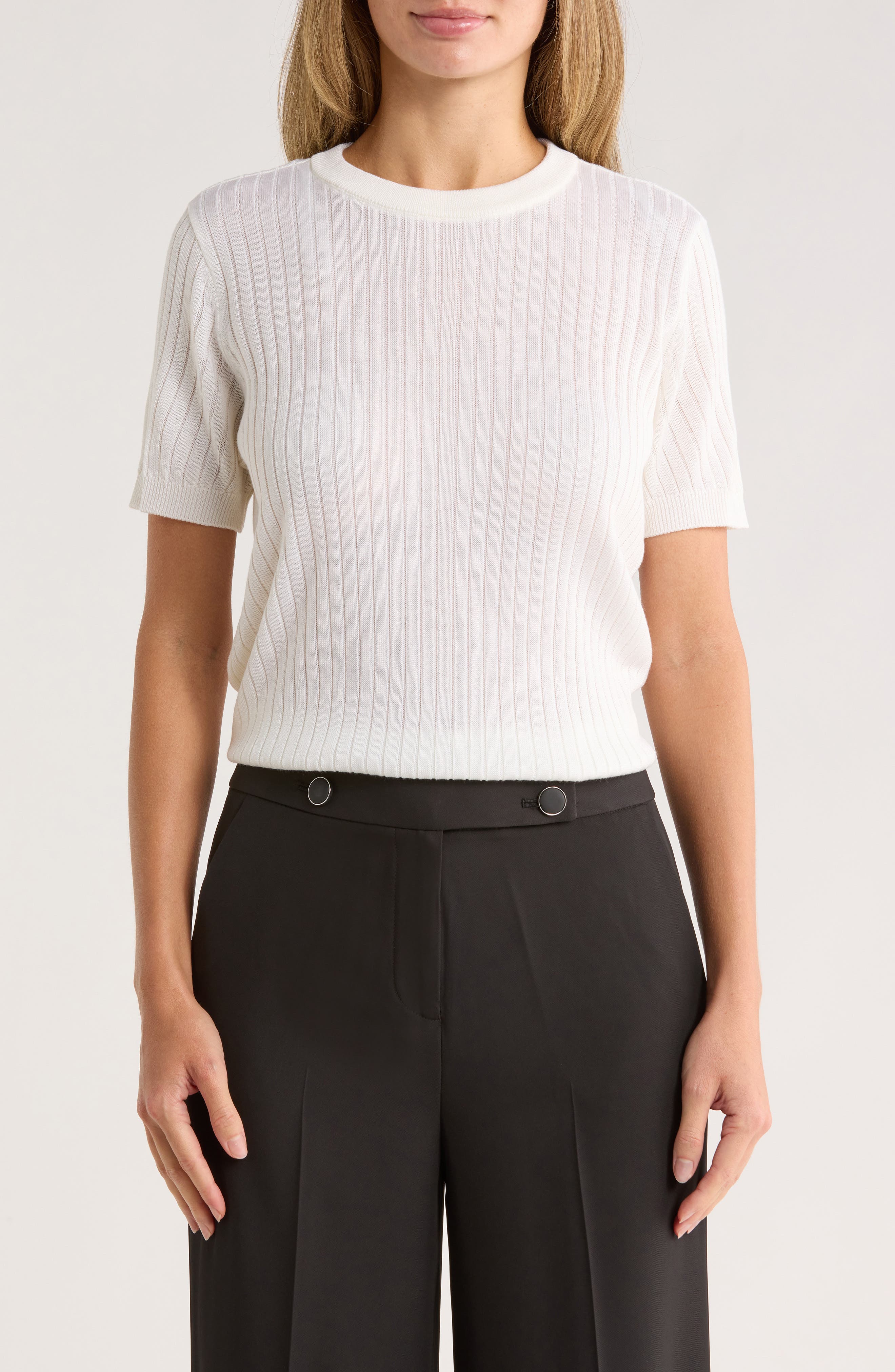 Calvin Klein Rib Short Sleeve Sweater