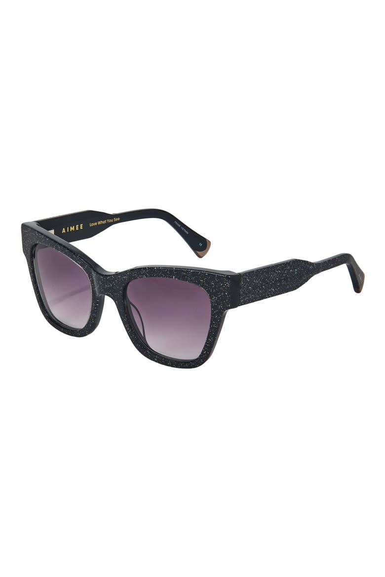 All for Love 52mm Gradient Cat Eye Sunglasses, Alternate, color, BLACK