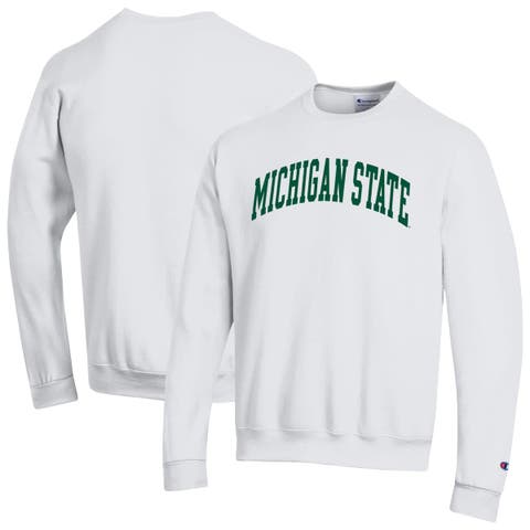 Men's Champion  White Michigan State Spartans Basic Arch Fleece Pullover Sweatshirt