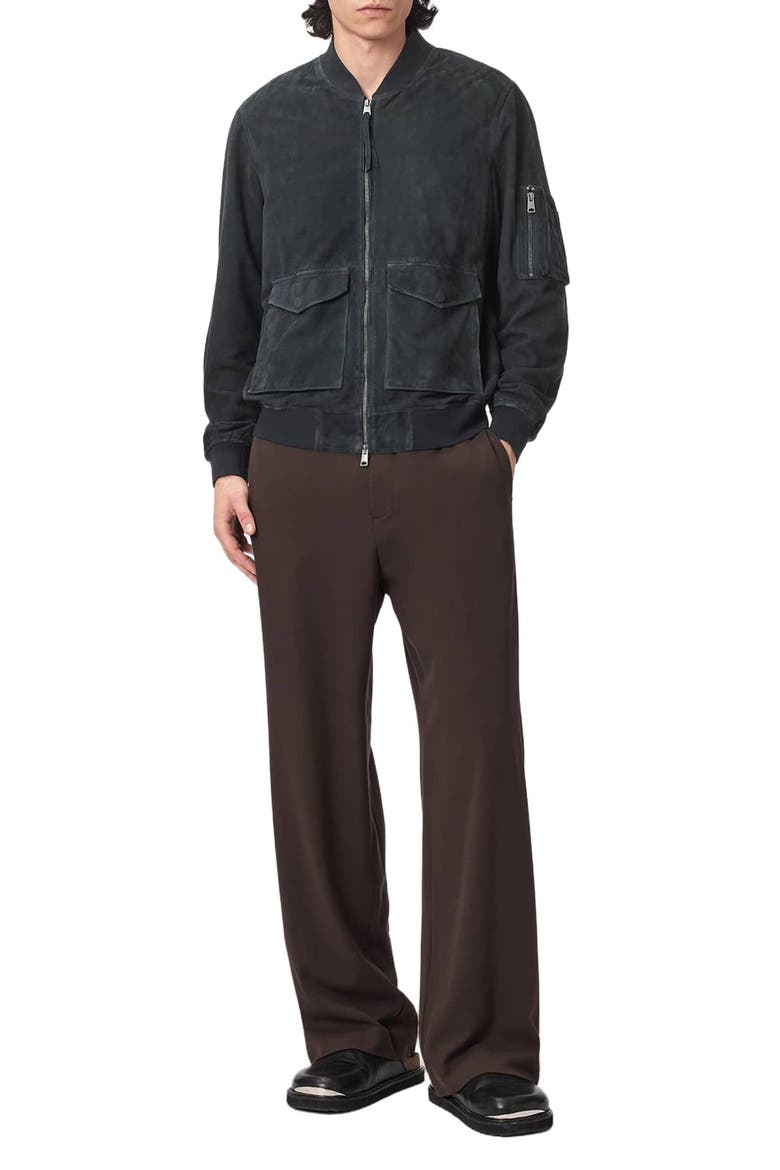 Rokko Suede Bomber Jacket, Alternate, color, NAVY BLUE
