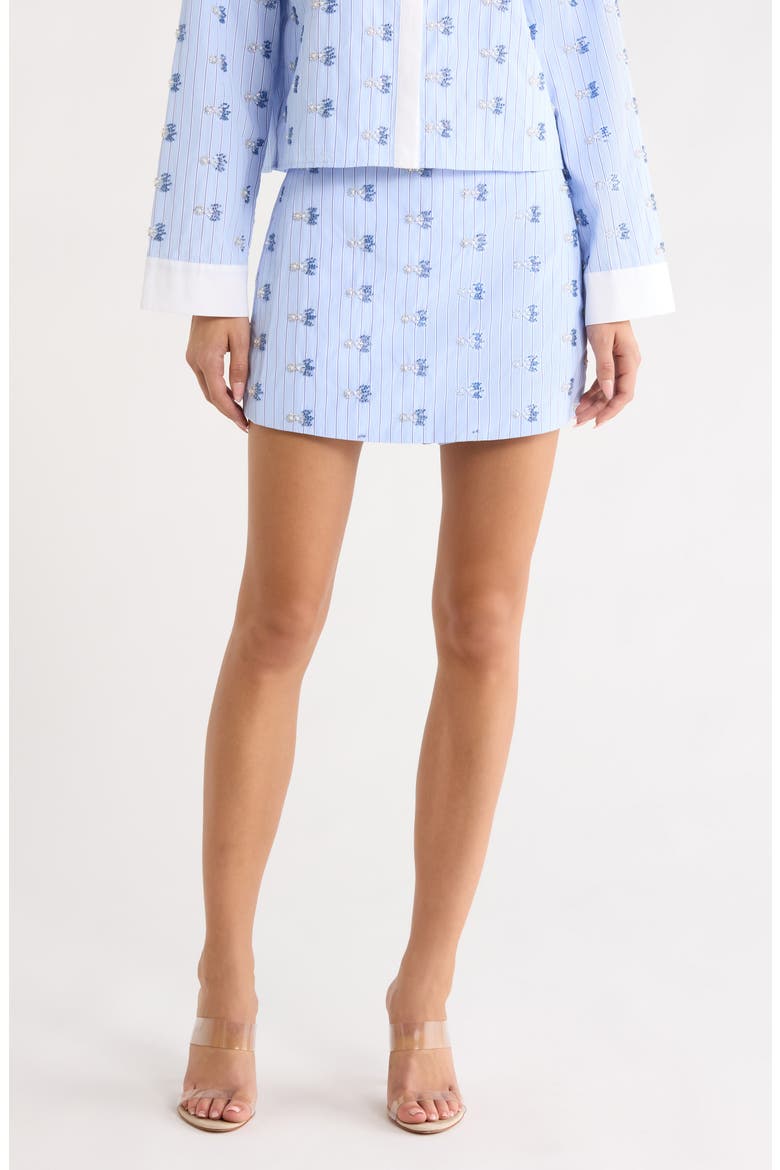 Spencer Beaded Striped Skort, Main, color, BLUE WHITE