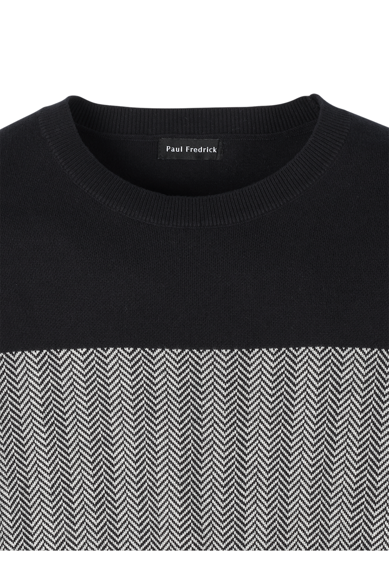 Cotton Crewneck Sweater, Alternate, color, Black/Ivory
